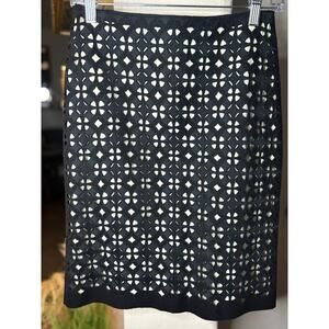 Elie Tahari Bennet Blend Wool Embroidered Cut out Pencil Skirt Size 0 MSRP $398